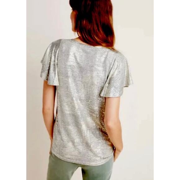 By Anthropologie Shimmer Knit Flutter
Sleeve Top Size Medium - Picture 2 of 10